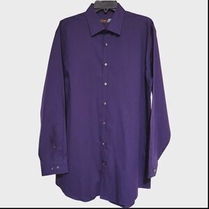 J. Ferrar Long Slv Button Dress Shirt Purple Slim Fit Mens XL 17-17.5 34-35